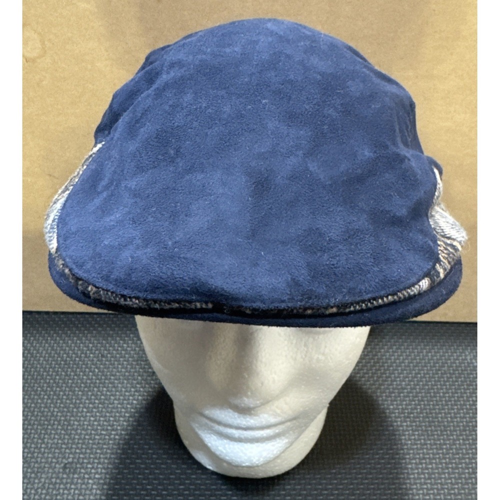 Cremieux Newsboy Patterned Flat Cap Hat S/M Poly/Cotton Blend Blue Lining